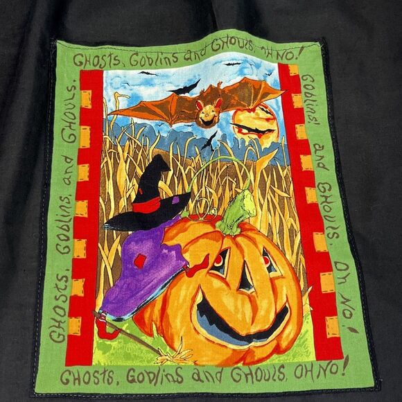 Halloween Pumpkin Witch Bat Corn Field Hand Made Waist Apron Pockets - Picture 3 of 4